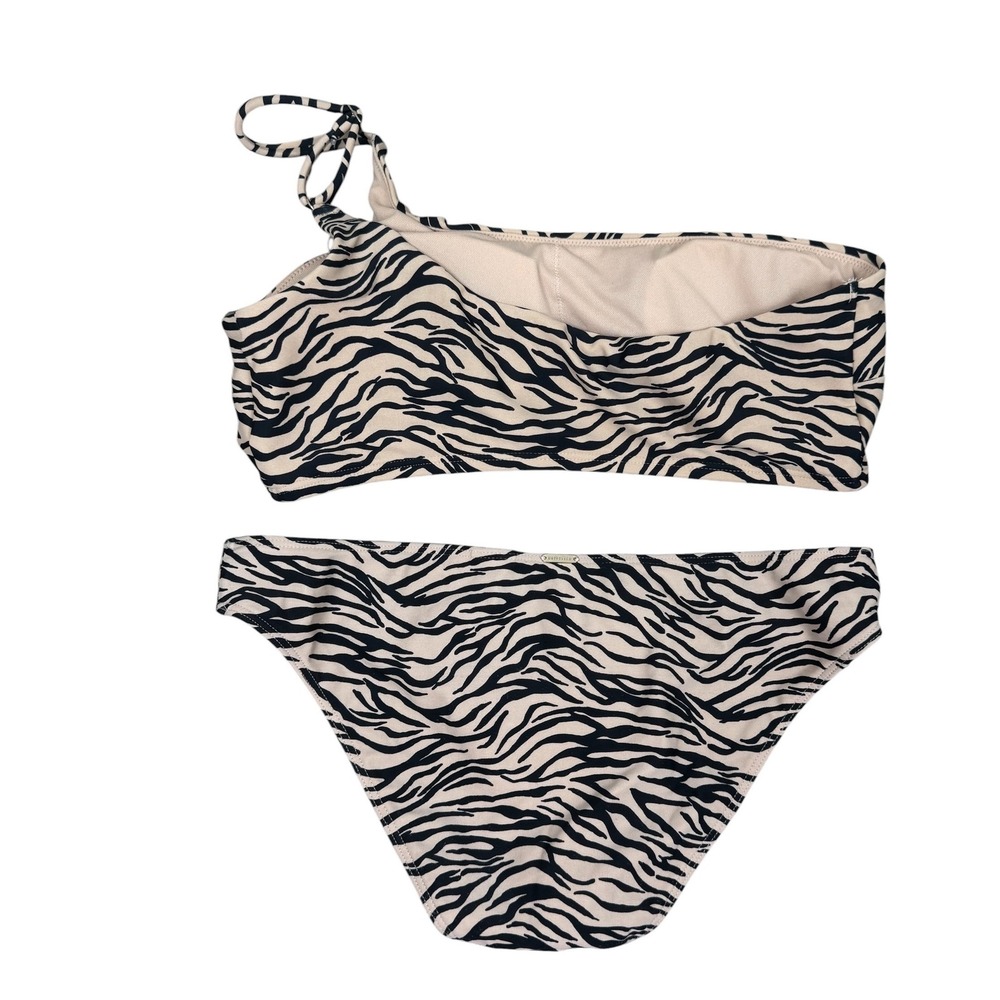 Hollister Zebra Stripe Tan & Black Bikini Set Top Size Medium Bottom Small - Picture 3 of 8